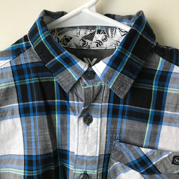 Boys Shaun White Plaid Button Short Sleeve Top - Picture 4 of 6